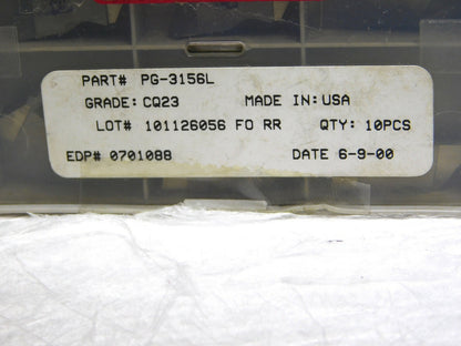 RTW Carbide Grooving Inserts PG3156L Grade-CQ23 Qty 10 0701088