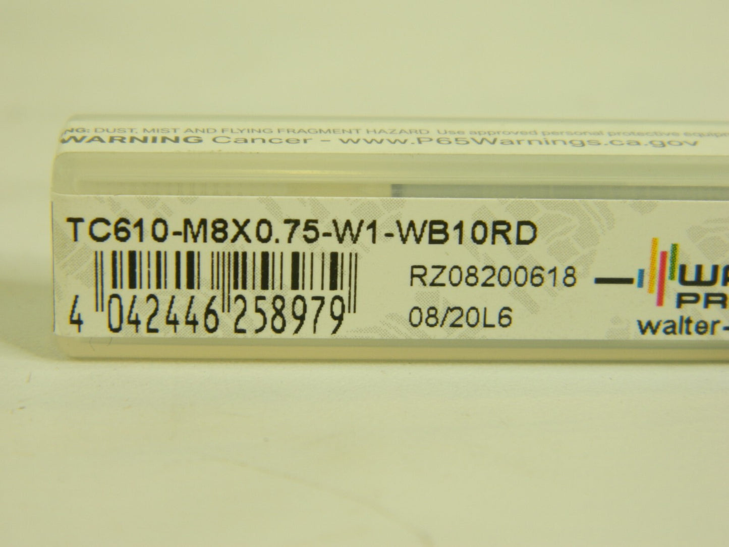 Walter SC Helical Flute Thread Mill TC610-M8x0.75-W1-WB10RD 6589135