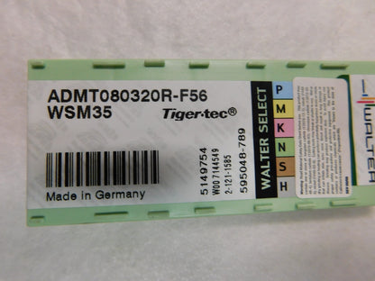 Walter Valenite Carbide Milling Insert ADMT080320R F56 WSM35 Box of 10 5149754