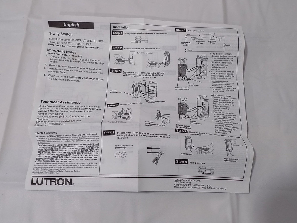 Lutron SC-3PS-LS Satin Coors 3-Way Switch 15A Limestone
