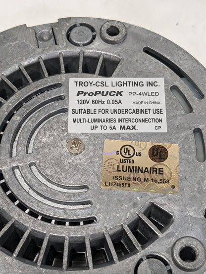 Pro Puck LED Satin Aluminum- 120V system. High Power 4 Watt PP-4WLED-SA