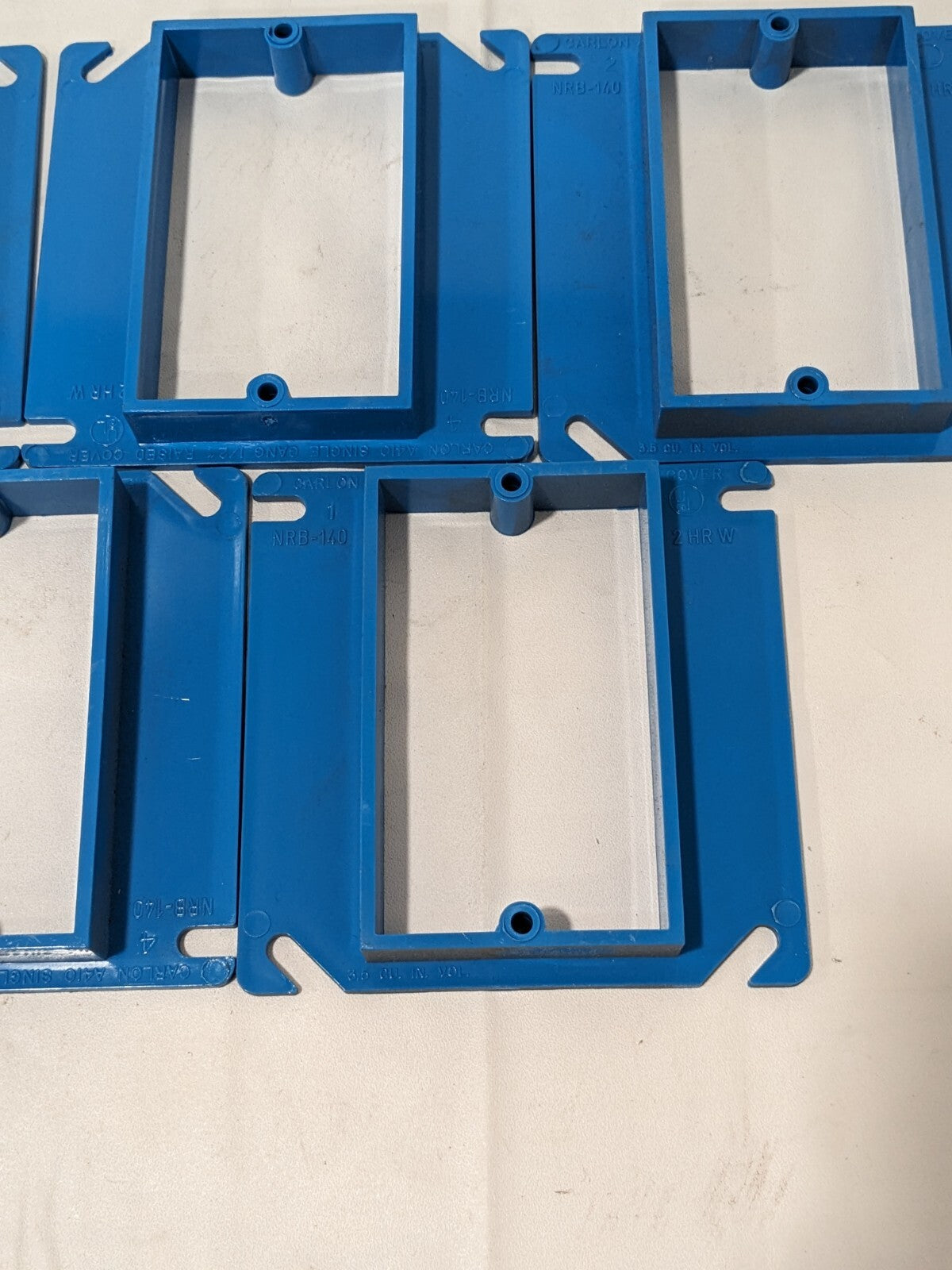 Carlon Outlet Box Cover, Square, Raised, 1 Gang, 4", Blue Qty 5 A410