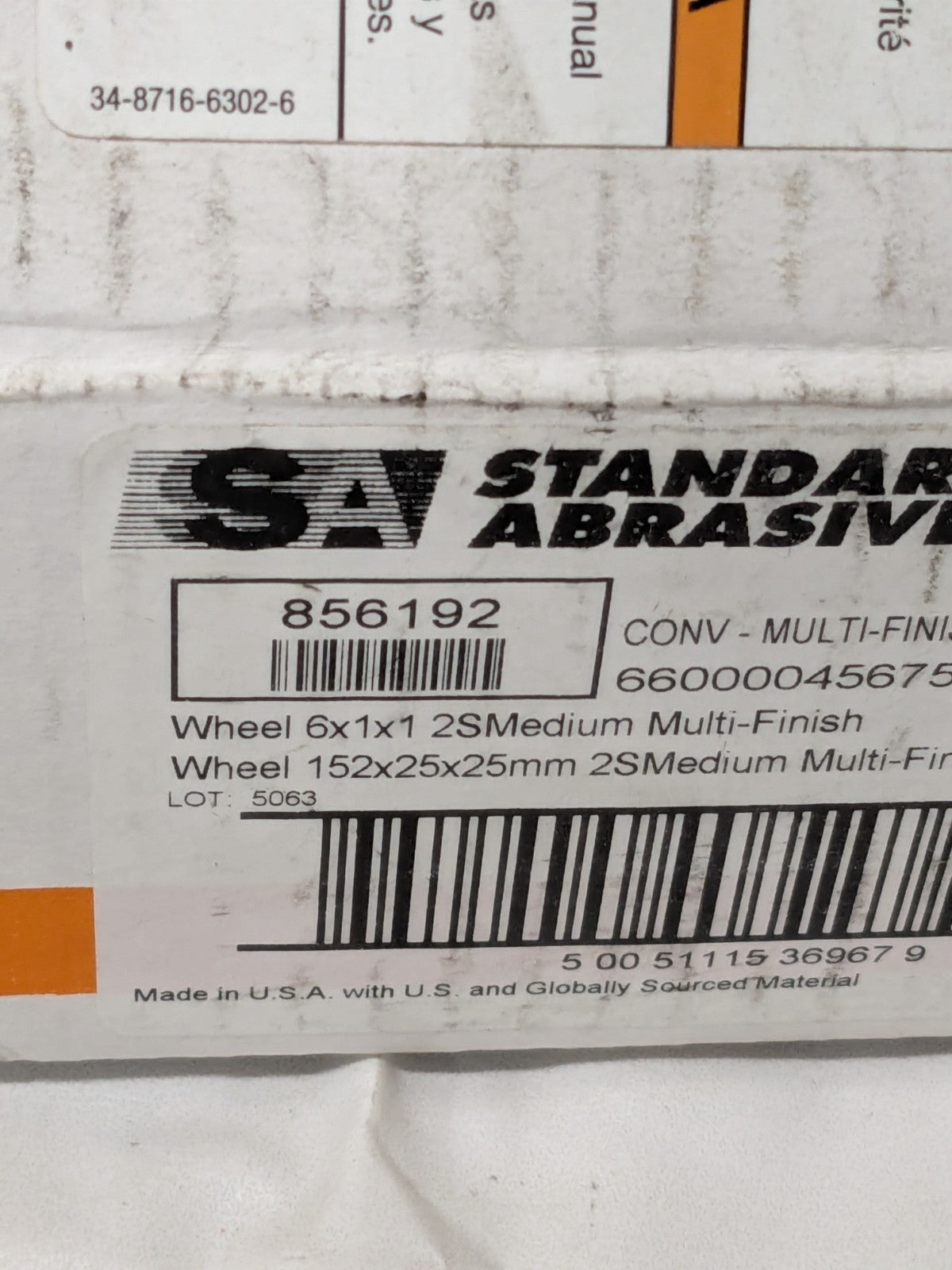 Standard Abrasives Multi-Finish Wheel 6" x 1" x 1" 2S MED Grit Qty 3 856192