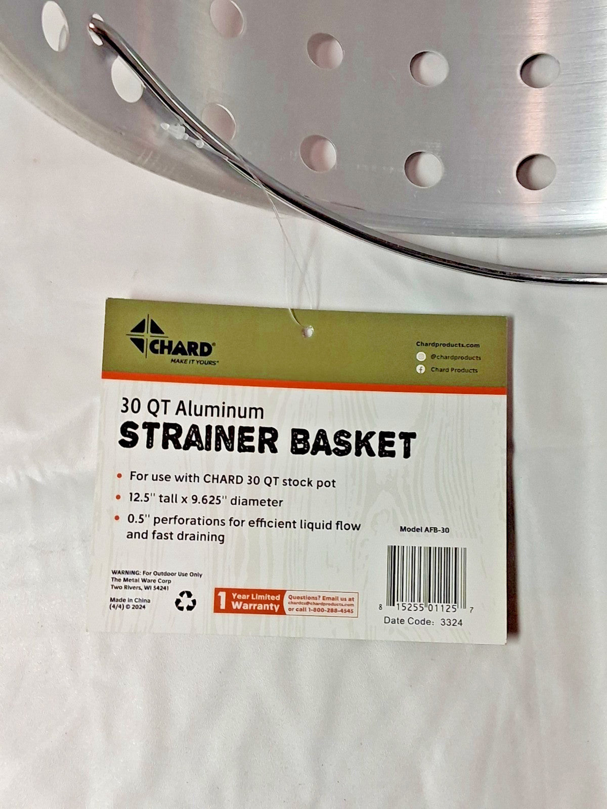 Chard Aluminum Strainer Basket 12.5" H x 9.625" D AFB-30