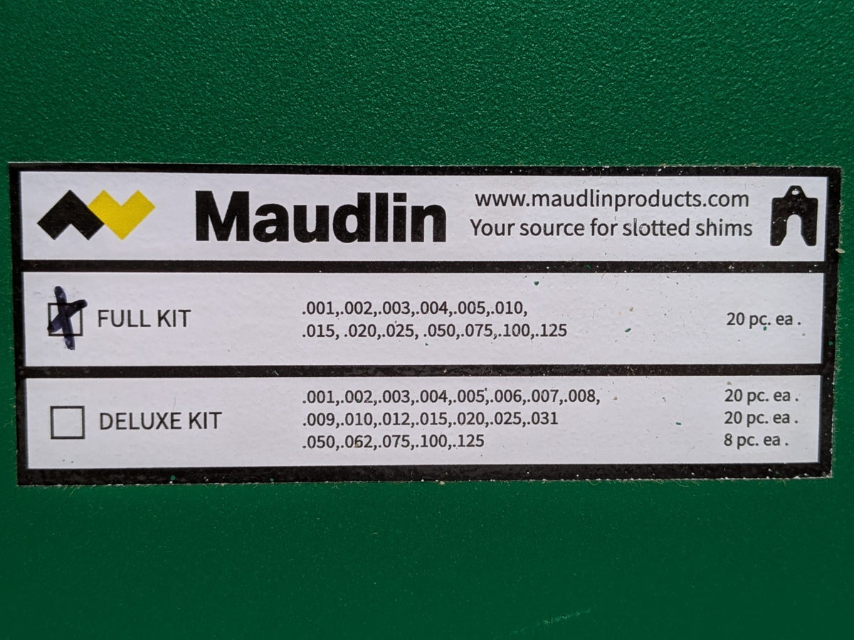 Maudlin 260 Pc. Slotted Shim Kit SS 5" x 5" x 0.001" - 0.125" Thickness MSD5-FK