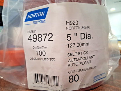 Norton Ceramic Alumina 5" Dia PSA Disc Roll 80 Grit 66261149872