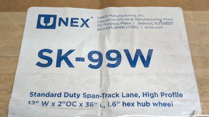 UNEX Span-Track High Profile Lane  -  12"W x 2"OC x 36"L  -  1.6"Wheel  SK-99W