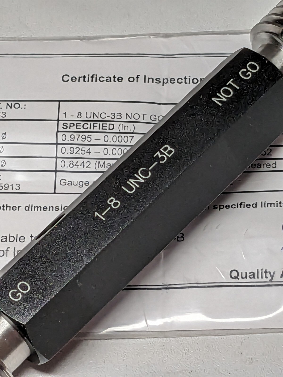SPI Plug Thread Gage: #1-8 Thread, 3B Class, Go & No Go 34-430-9