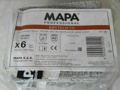 Mapa Krytech Protective Arm Sleeves - Cut Level A2 18" Long Qty 12 532012