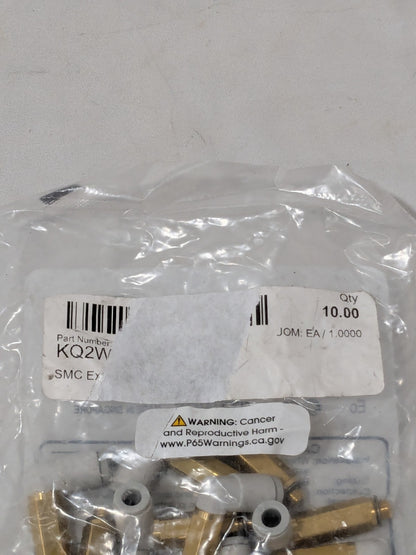 SMC Push-to-Connect Extended Elbow: M5x0.8, 4 mm Tube OD Qty 10 KQ2W04-M5A