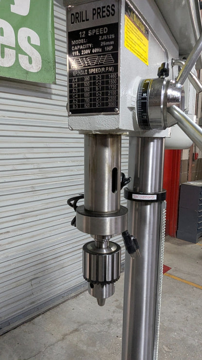 ENCO Drill Press  17" Swing  115/230V  1HP  12 Speed Step Pulley  MT3