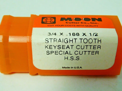 Moon Cutter Keyseat Cutters HSS 3/4" Diam x .188 x 1/2" 10 Teeth Qty 2