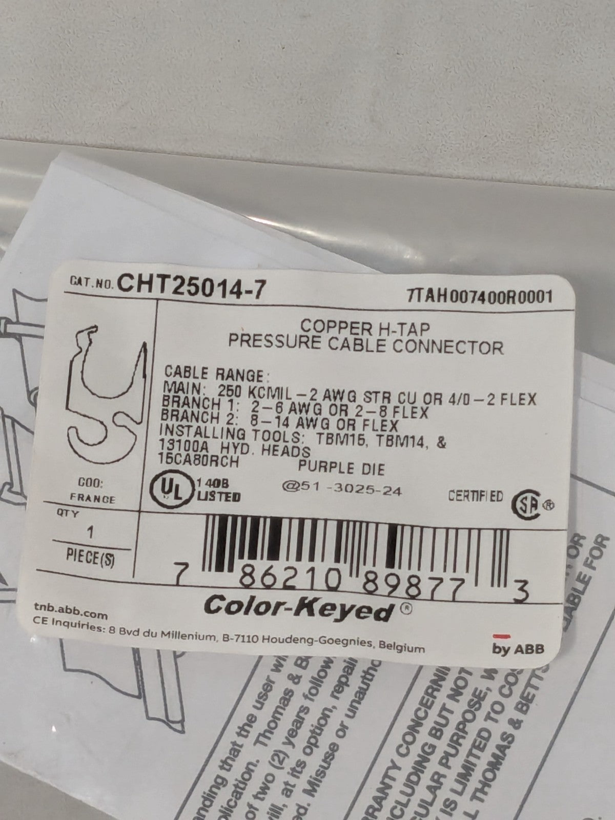 Thomas & Betts Color-Keyed Compression H-Tap Connector CHT25014-7