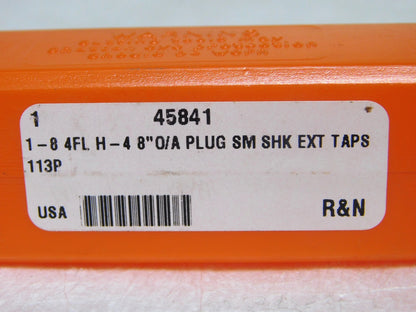 Reiff & Nestor Co HSS Extension Plug Tap 1-8NC 4Fl H-4 Limit 8 OAL 45841