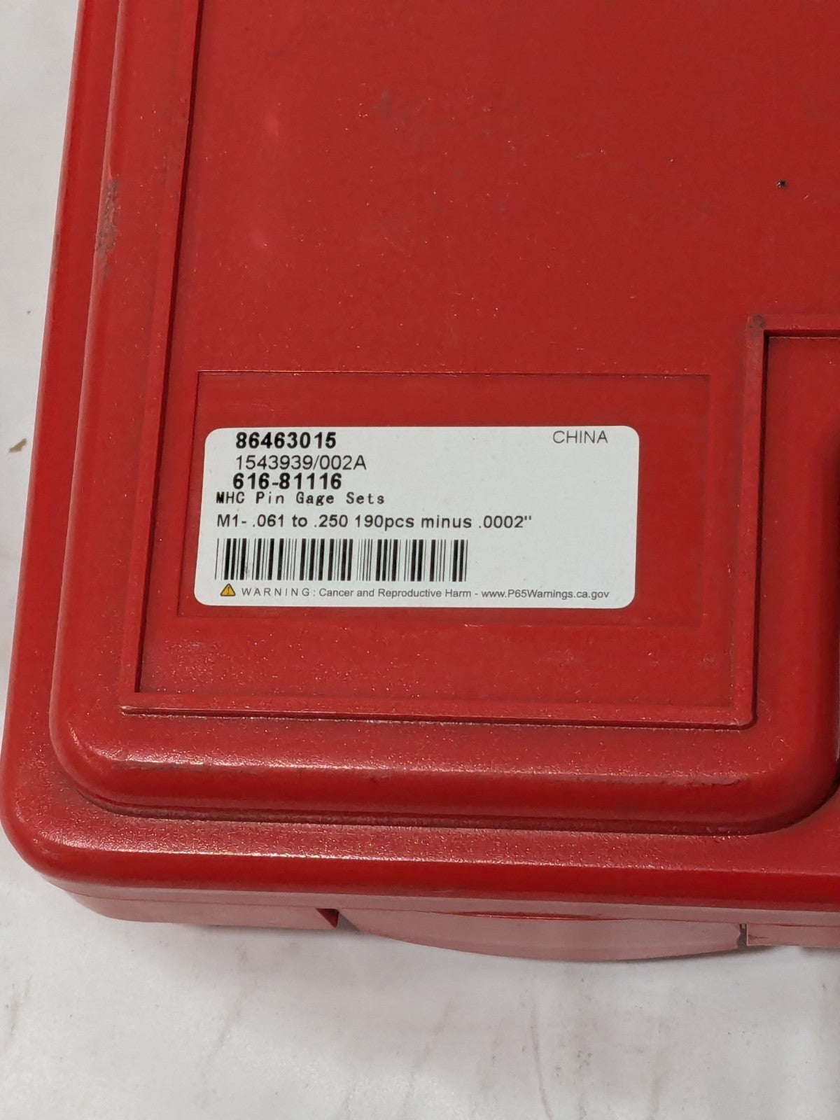 MHC 190 Pc Class ZZ Plug Gage Set: 0.061 to 0.25" Range 616-81116