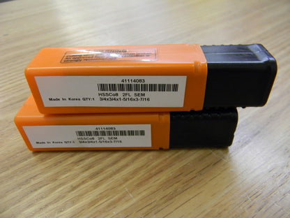 HERTEL Cobalt Sq End Mill 3/4, 1-5/16 LOC 3/4 Shk Dia 3-7/16 OAL 2 FL Qty 2