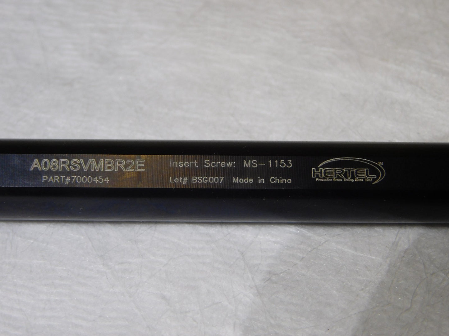 Hertel Indexible Boring Bar 0.98 Min Bore Dia 1.2 Shank Dia 8 OAL A08RSVMBR2E