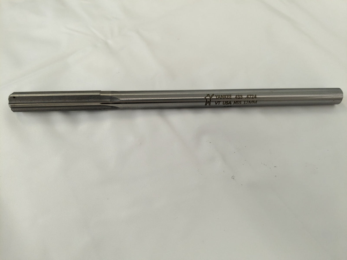 Chucking Reamer: 12 mm Dia, 8 OAL, 2 Flute Length HSS 433-0.4724