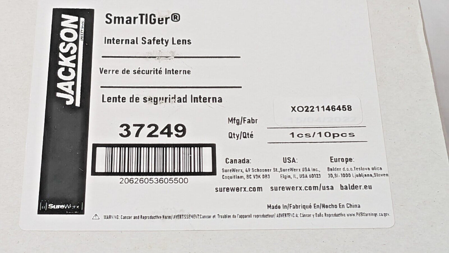 1 CASE OF 100 Jackson Safety SmartTIGer Internal Safety Lens 37249