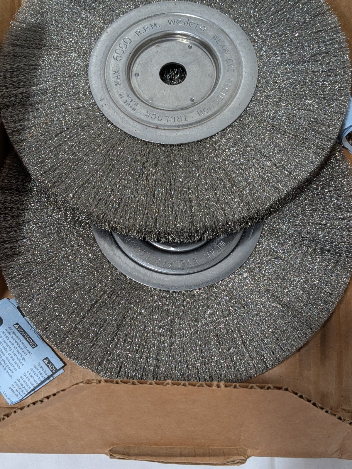 Weiler Wheel Brush: 8" Wheel Dia, 1/2" Face Width, 0.0060" Wire D