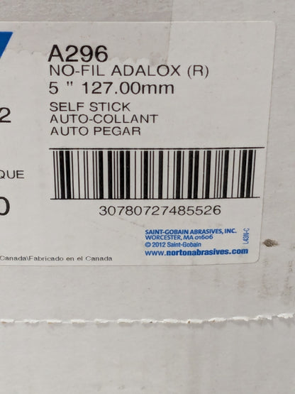 NORTON PSA Disc: 5″ Disc Dia, 60 Grit, Aluminum Oxide Box of 4 78072748552