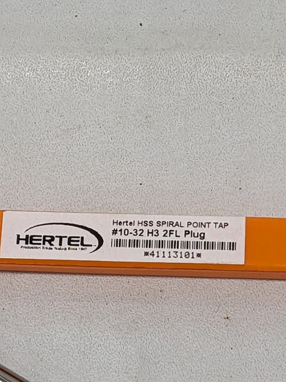 HERTEL Spiral Point Tap: #10-32 UNF, 2 Flutes, Plug Chamfer 41113101