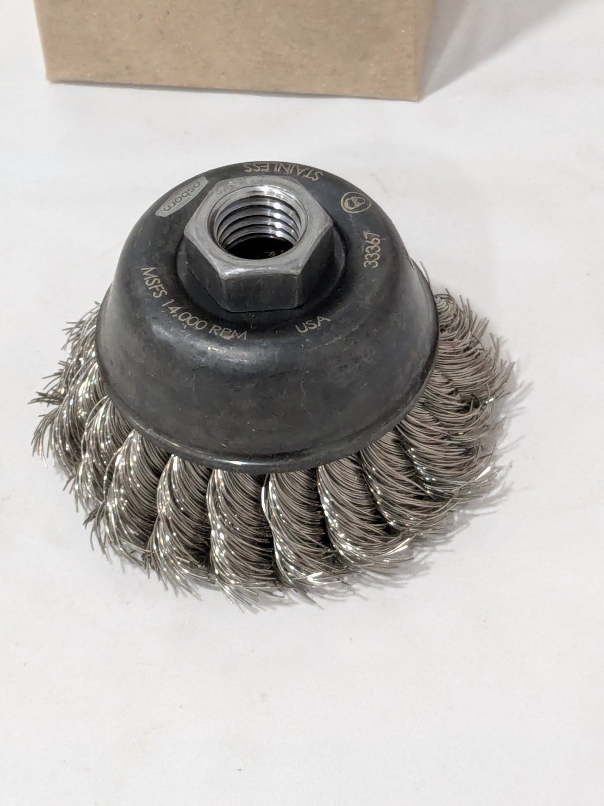 Osborn Cup Brush: 2-3/4" Dia, 0.014" Wire Dia, Stainless Steel, Knotted 33567