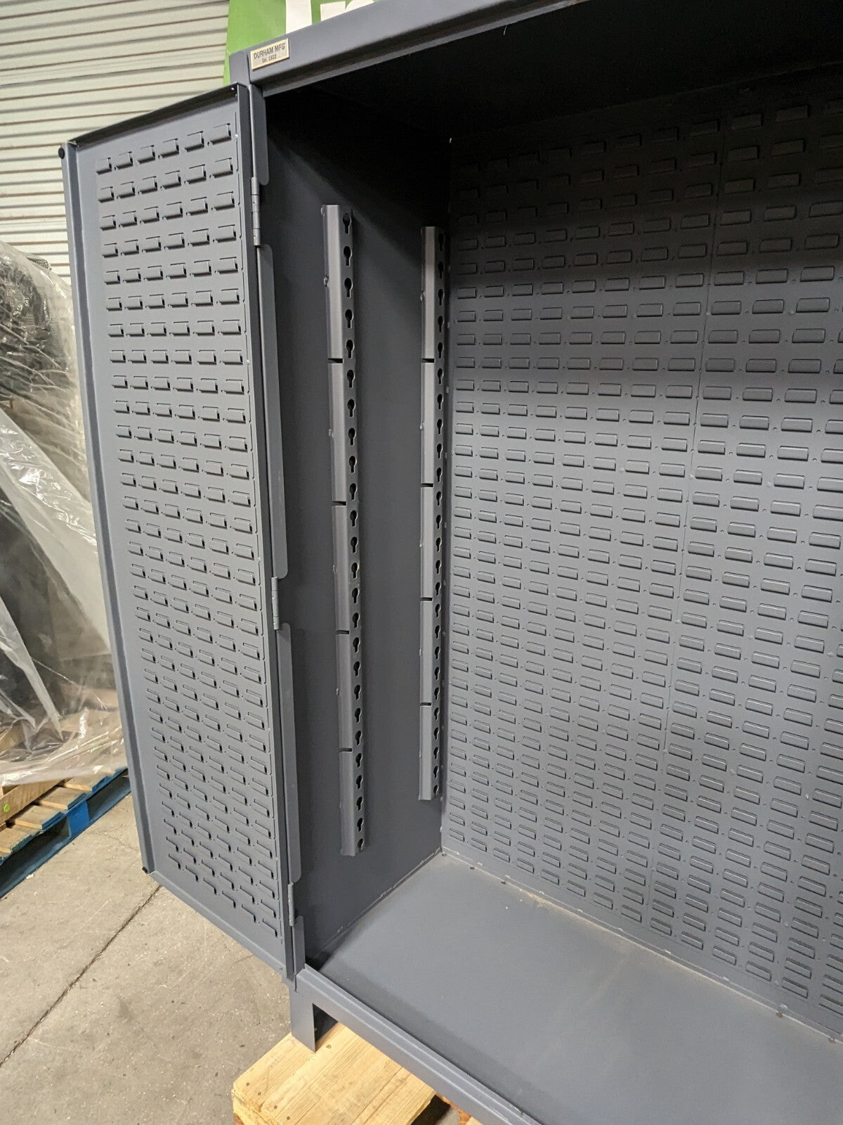 Durham Heavy Duty Storage Cabinet w/ Bins 78 x 48 x 24 Steel Gray SCRATCH N DENT