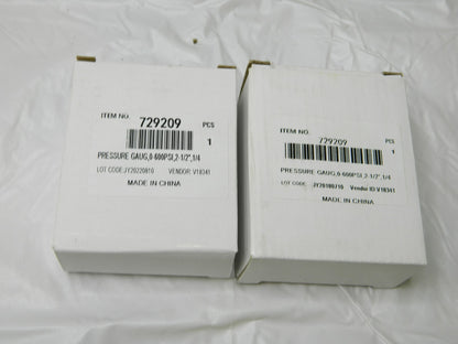 Pressure Gauge: 2-1/2" Dial, 1/4" Thread, NPT Qty 2 729209