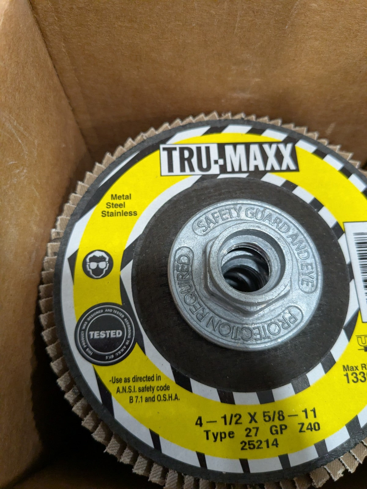 Tru-Maxx Flap Disc: 4-1/2" Dia, Zirconia Alumina, Type 27 Qty 10 66254443391