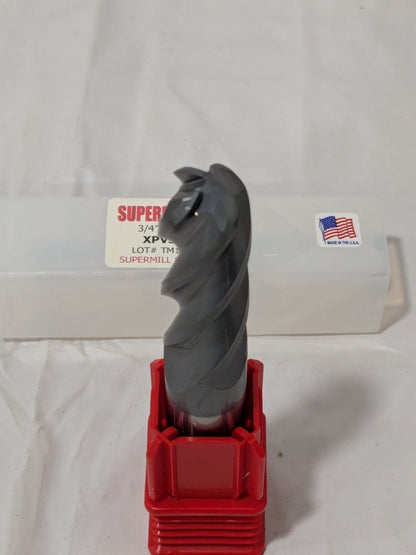 Supermill Ball End Mill: 3/4" Dia, 2-1/4" LOC, 4 Flute, Solid Carbide XPVSB750L