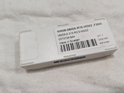 SECO Slotting Milling Tip Insert: MM08-0.315-R2.5-MD03 F30M, Carbide 00081695