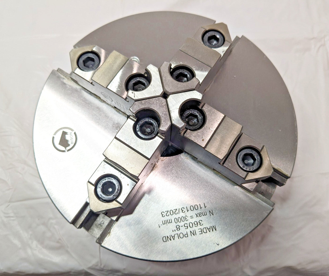 Bison 4 Jaw Self Centering Manual Chuck 8" Diam Plain Back 3605-8" 7-840-0800