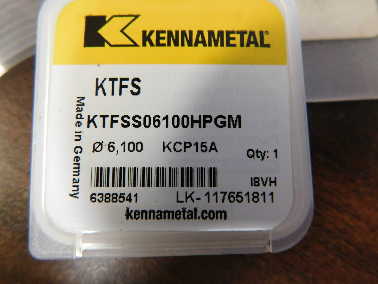 Kennametal  KTFS 6.1mm Diam Grade KCP15A 143° Replaceable Drill Tip 6388541
