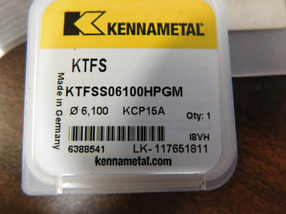 Kennametal  KTFS 6.1mm Diam Grade KCP15A 143° Replaceable Drill Tip 6388541