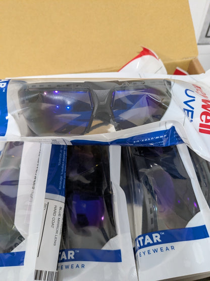 Uvex Avatar Safety Glasses, Black Frame, Blue Mirror Lens Box of 10 S2853