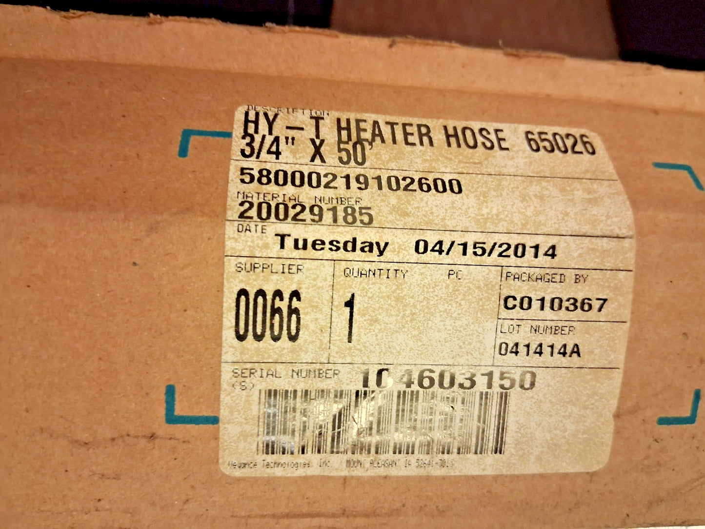 Continental ContiTech Automotive Heater Hose 50Ft. Long x 3/4" Dia 20029185