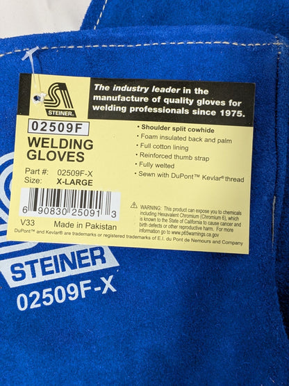 STEINER Welding Gloves: Steiner Size X-Large, Cowhide Leather 02509F-X