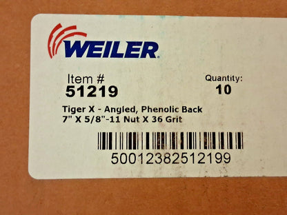 Weiler Flap Discs QTY10 7" Dia Ceramic Zirconia Alumina Blend 51219