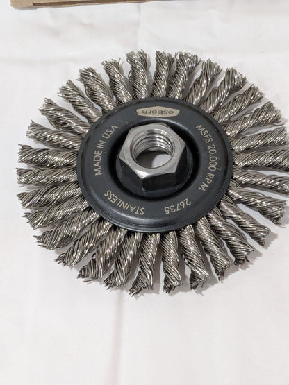 Osborn Wheel Brush: 4" Wheel Dia, 1/4" Face Width, 0.0200" Wire Dia Qty 2 26735