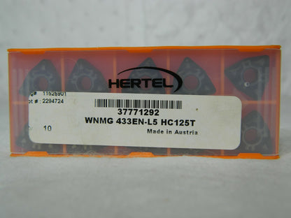 Hertel WNMG433 L5 Grade HC125T Carbide Turning Insert Pack of 10 37771292