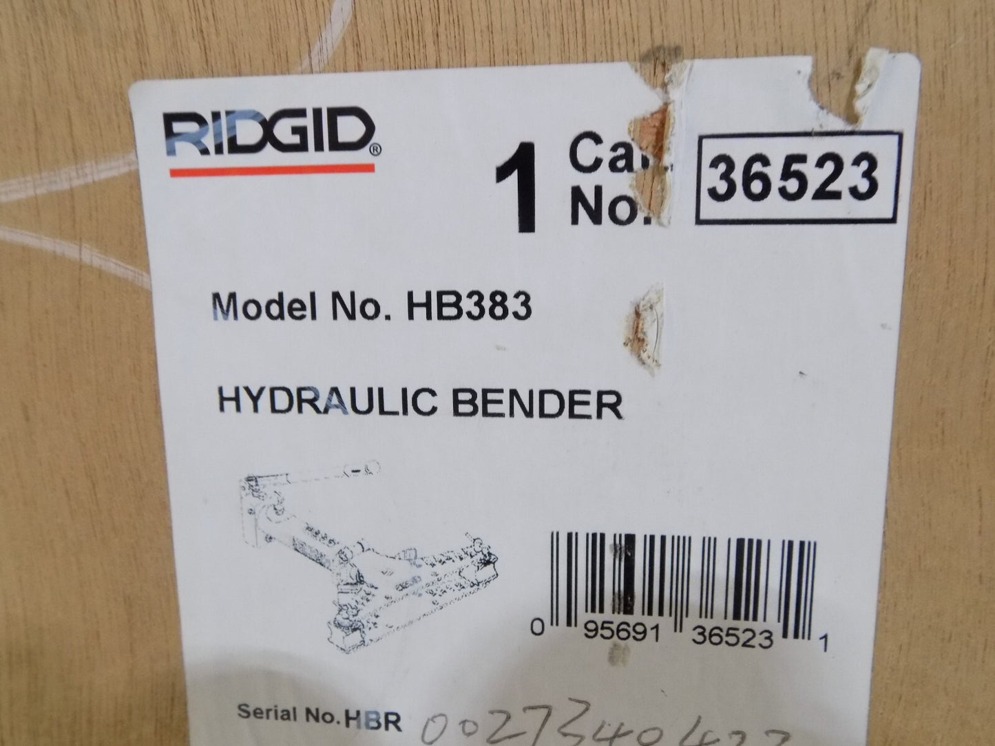 Ridgid Tip-Up Wing Manual Hydraulic Bender 0.375" - 3" Capacity 36523