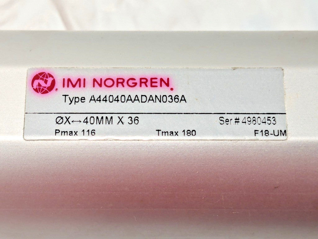 IMI NORGREN Rodless Cylinder 0 X 40MM X 36 Pmax 116 Tmax 180 A44040AADAN036A