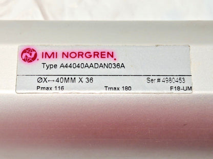 IMI NORGREN Rodless Cylinder 0 X 40MM X 36 Pmax 116 Tmax 180 A44040AADAN036A