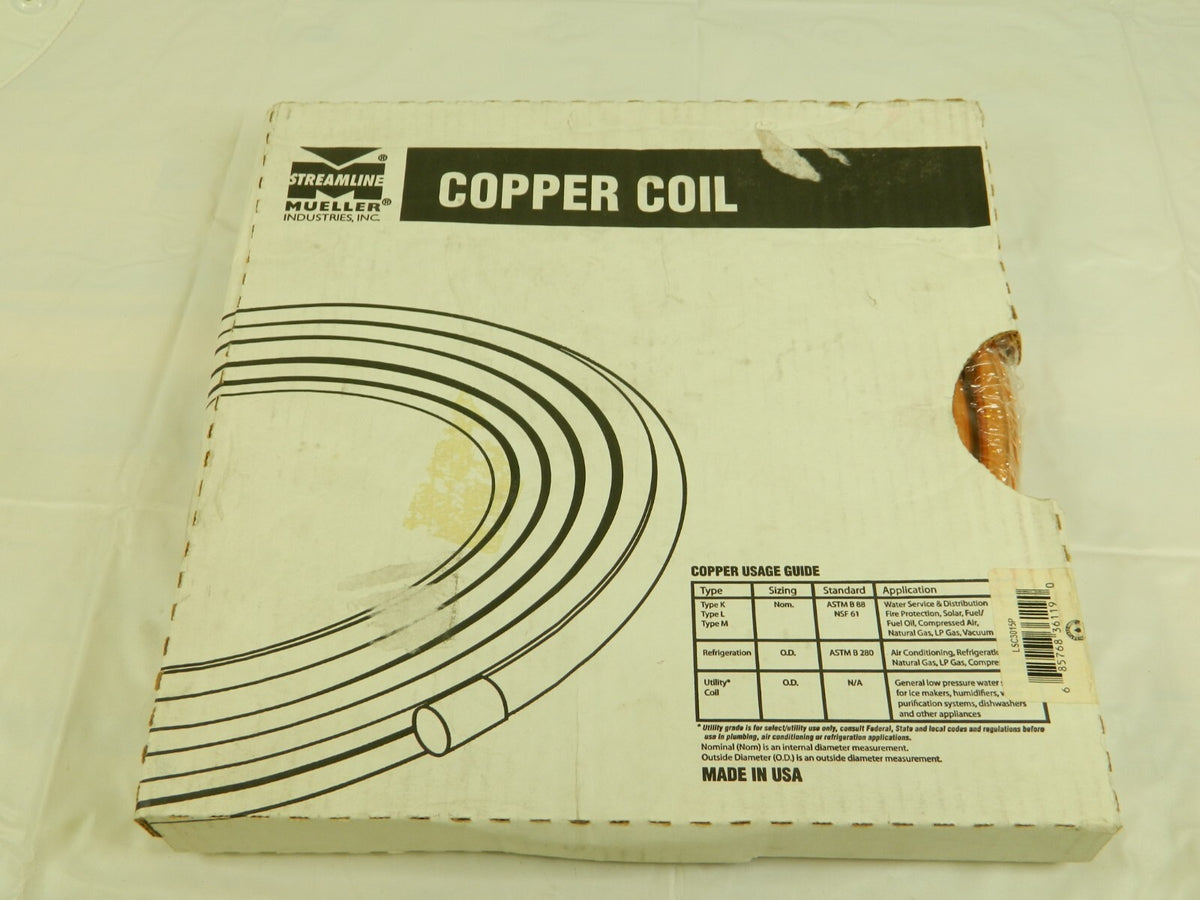 Mueller Copper Coil 1/2  OD 3/8  NOM 15 Feet LSC3015P