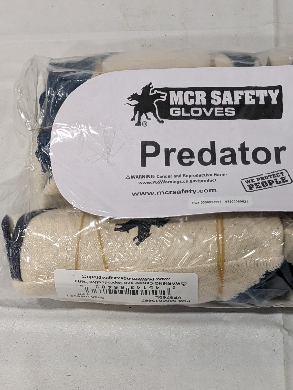 MCR SAFETY Gloves, Predator Supported Nitrile Palm Coated, Sz L Qty 6 VP9760L