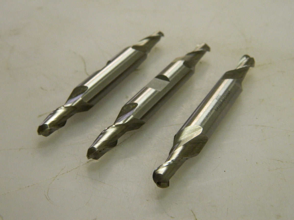 Pro-Grade Ball Double End Mills 3 Pack 1/4" Dia 1/2" LOC 2 Flute HSS 0