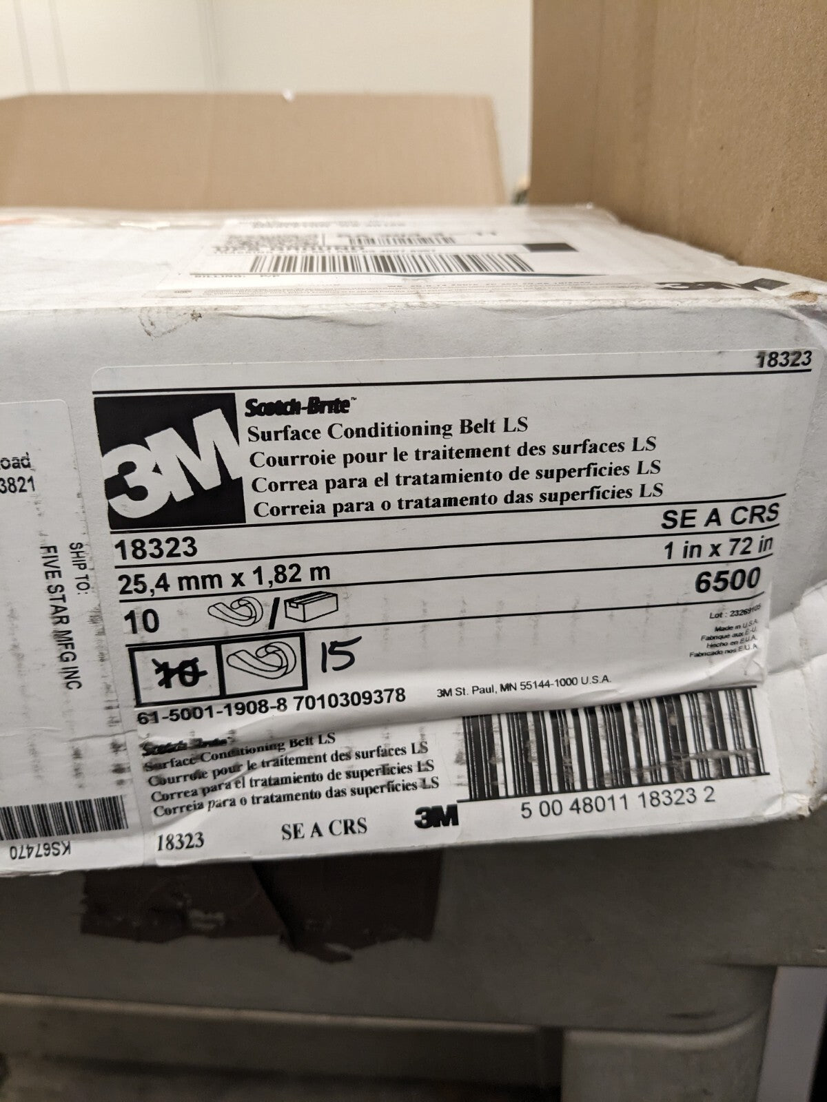 3M Abrasive Belt: 1″ Wide, 72″ Long, Aluminum Oxide Qty 15 7010309378