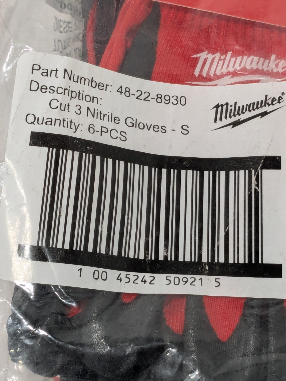 Milwaukee Cut-Resistant Glove Cut A3, Puncture 0, Sz S 6 Pairs 48-22-8930