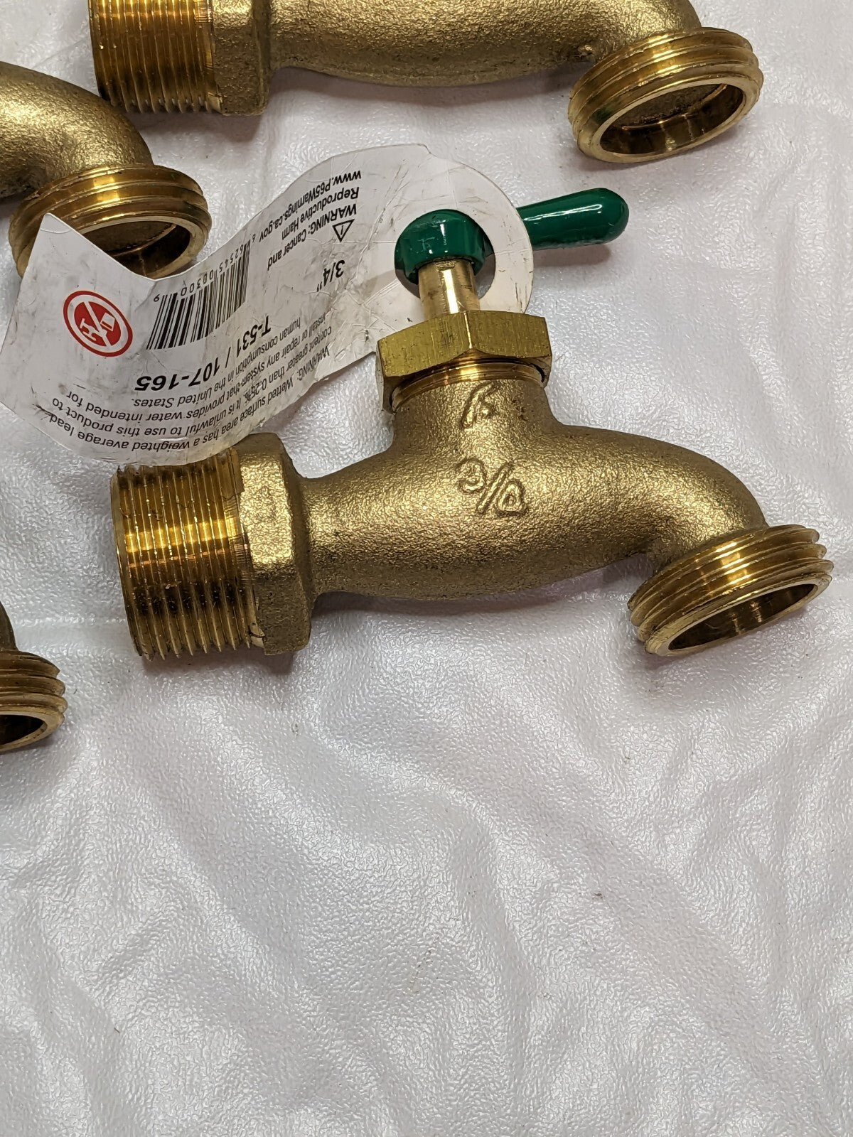 LEGEND 3/4" Pipe, 125 psi WOG Rating, Brass Hose Bibb, Stop Valve Qty 4 107-165